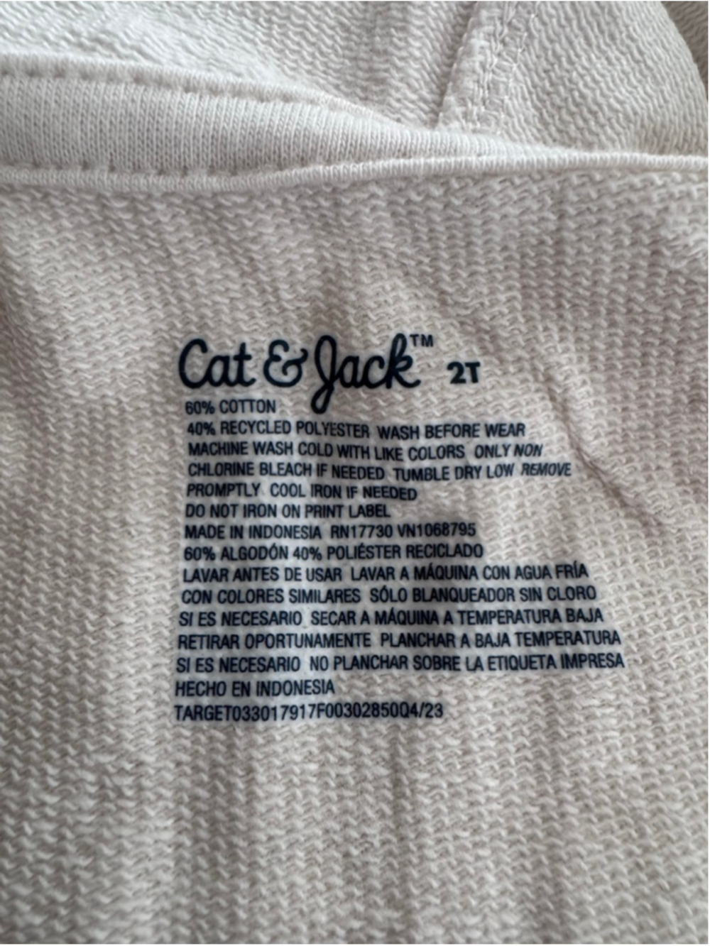 Kids Cat & Jack Beige Full-Zip Hoodie 2T - Picture 3 of 3